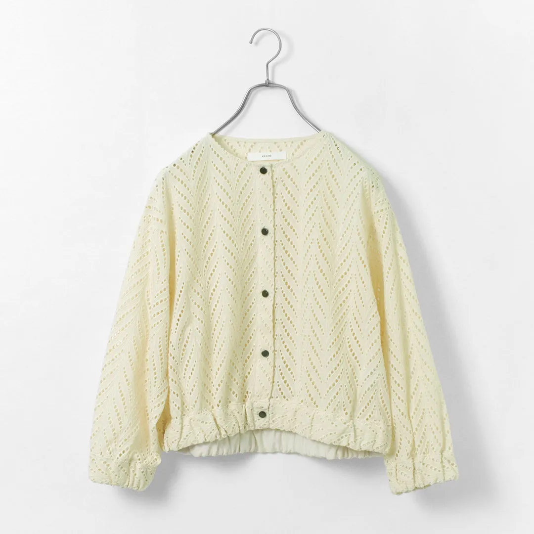 【50％OFF】KELEN（ケレン） EJYA カットワーク レースジャケット / レディース ブラウス カーディガン ブルゾン ショート丈 7分袖 綿 EJYA CutWork Lace Jacket【セール】