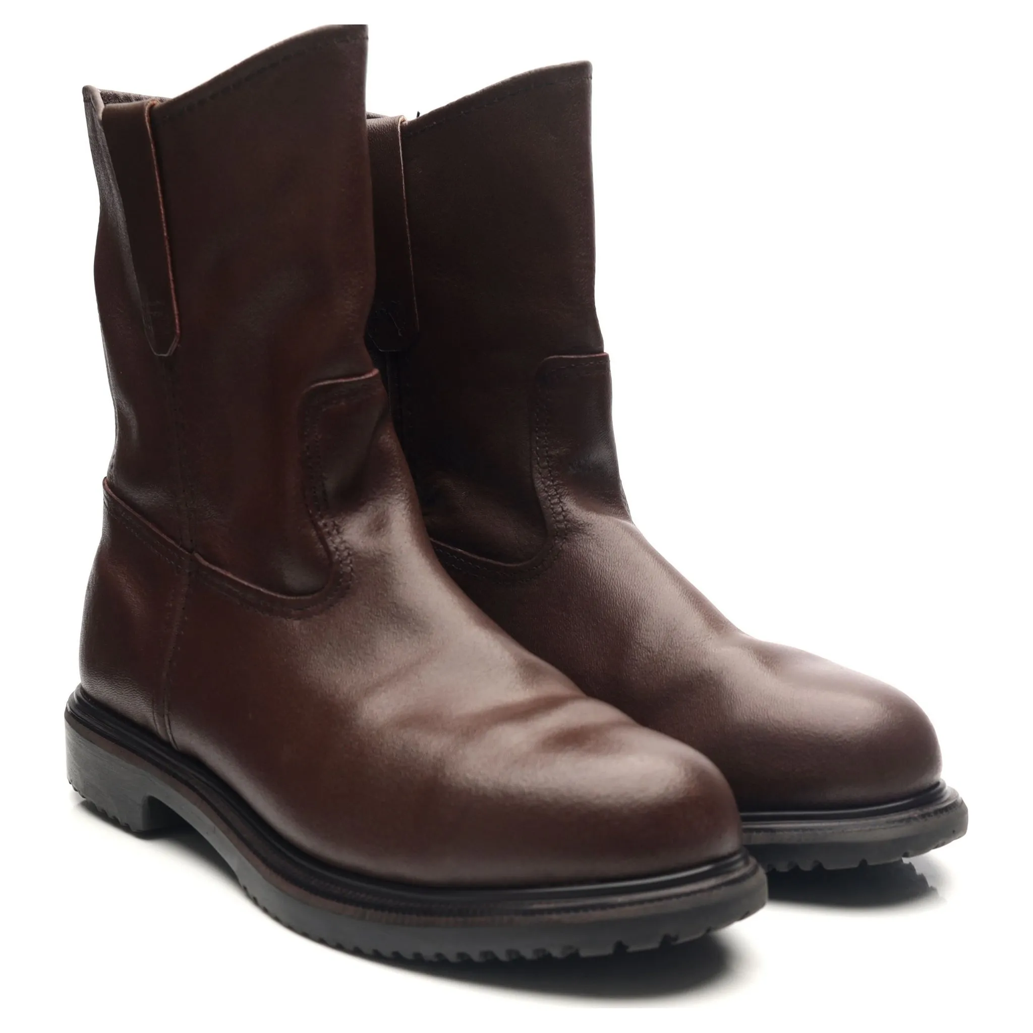 '8264' Dark Brown Leather Pull On Boots UK 10.5 US 11.5