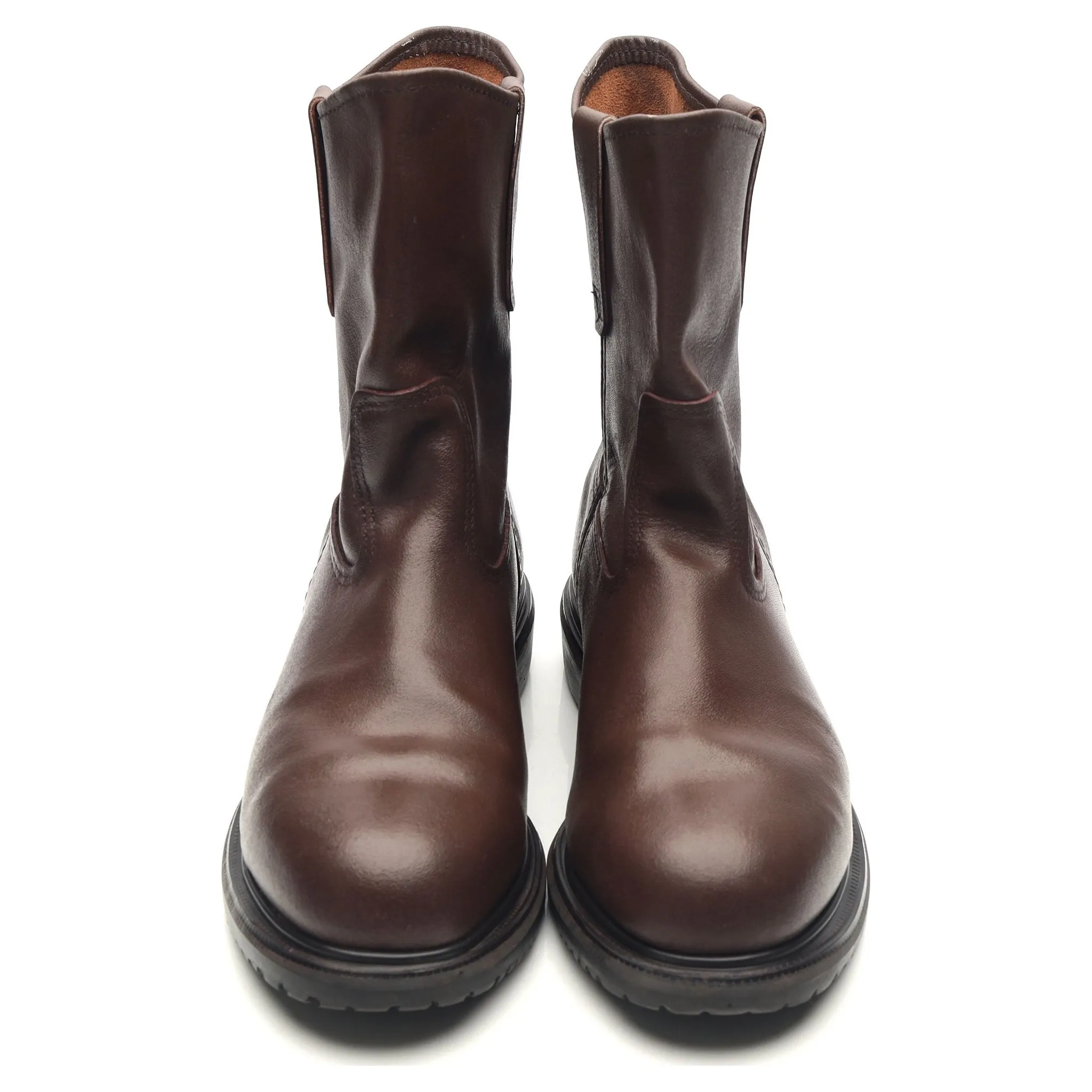 '8264' Dark Brown Leather Pull On Boots UK 10.5 US 11.5