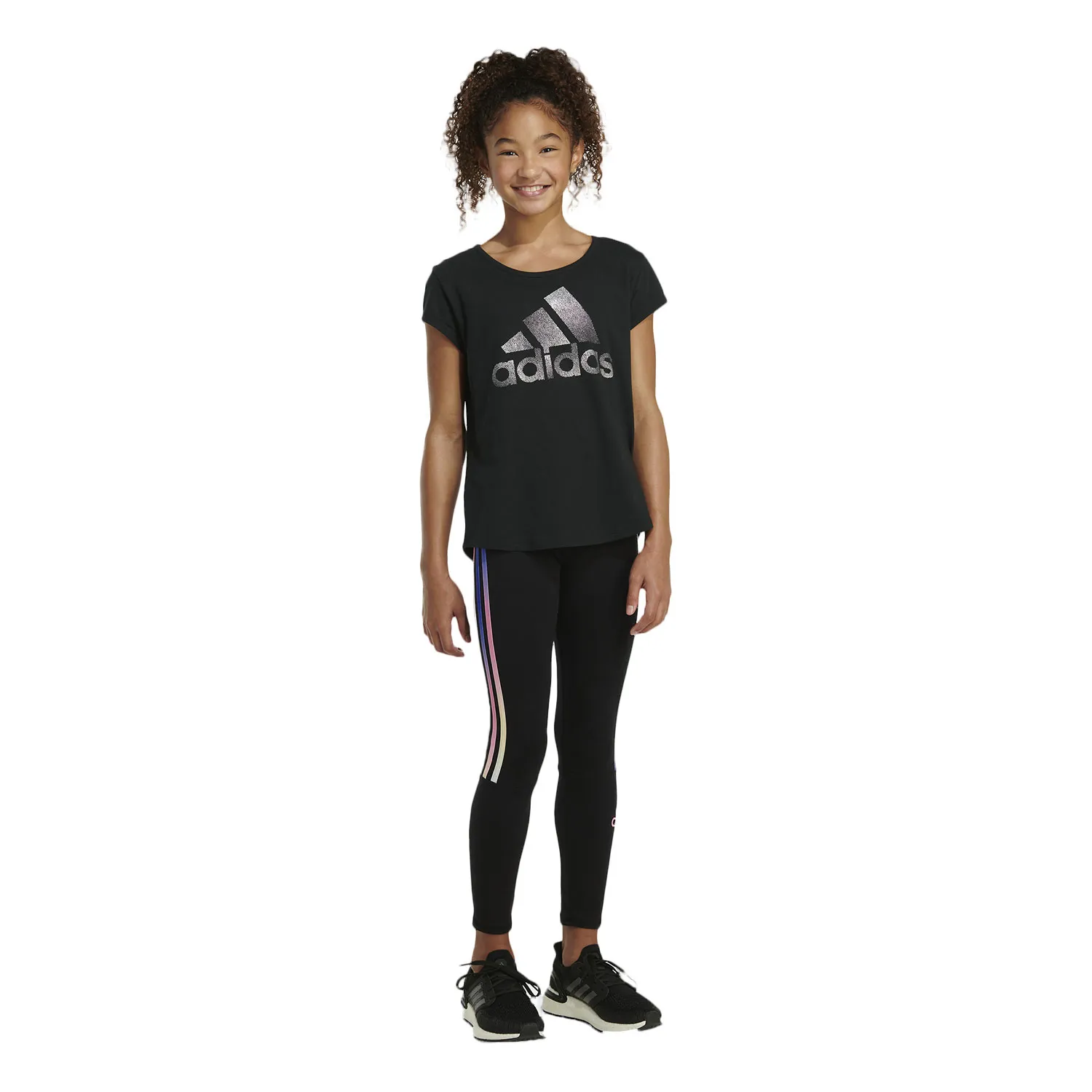 adidas Girls' 3-Stripe Logo Leggings