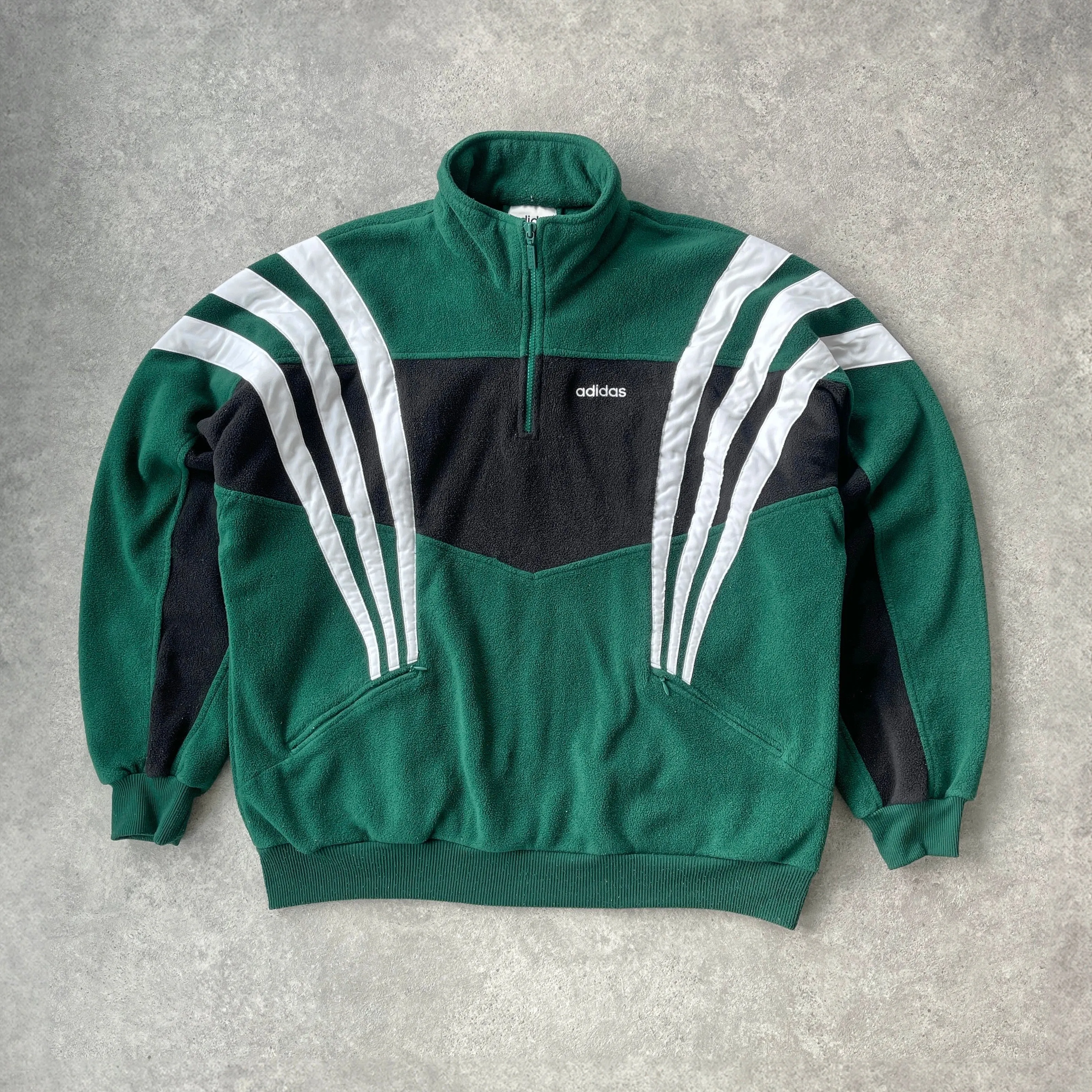 Adidas RARE 1990s 1/4 zip heavyweight colour block fleece jacket (XL)