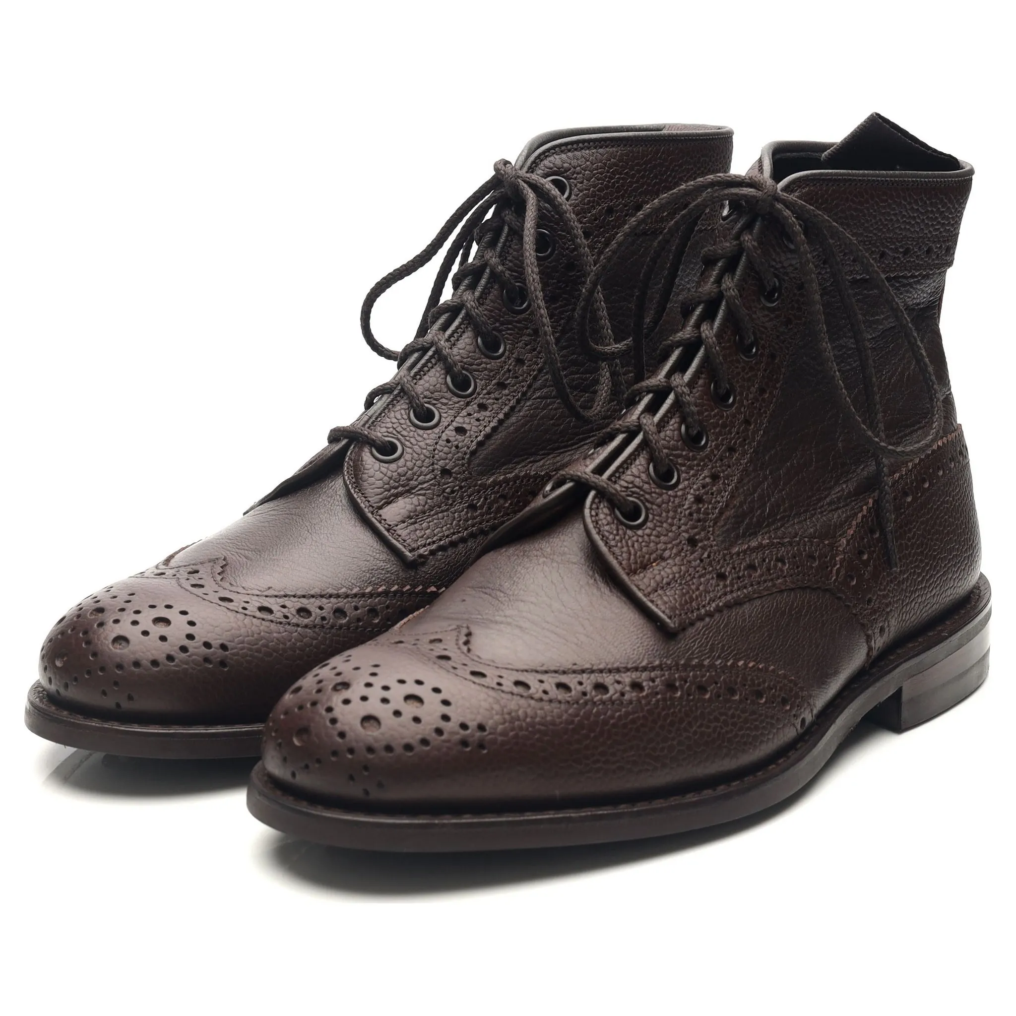 'Adstone' Dark Brown Leather Brogue Boots UK 6.5