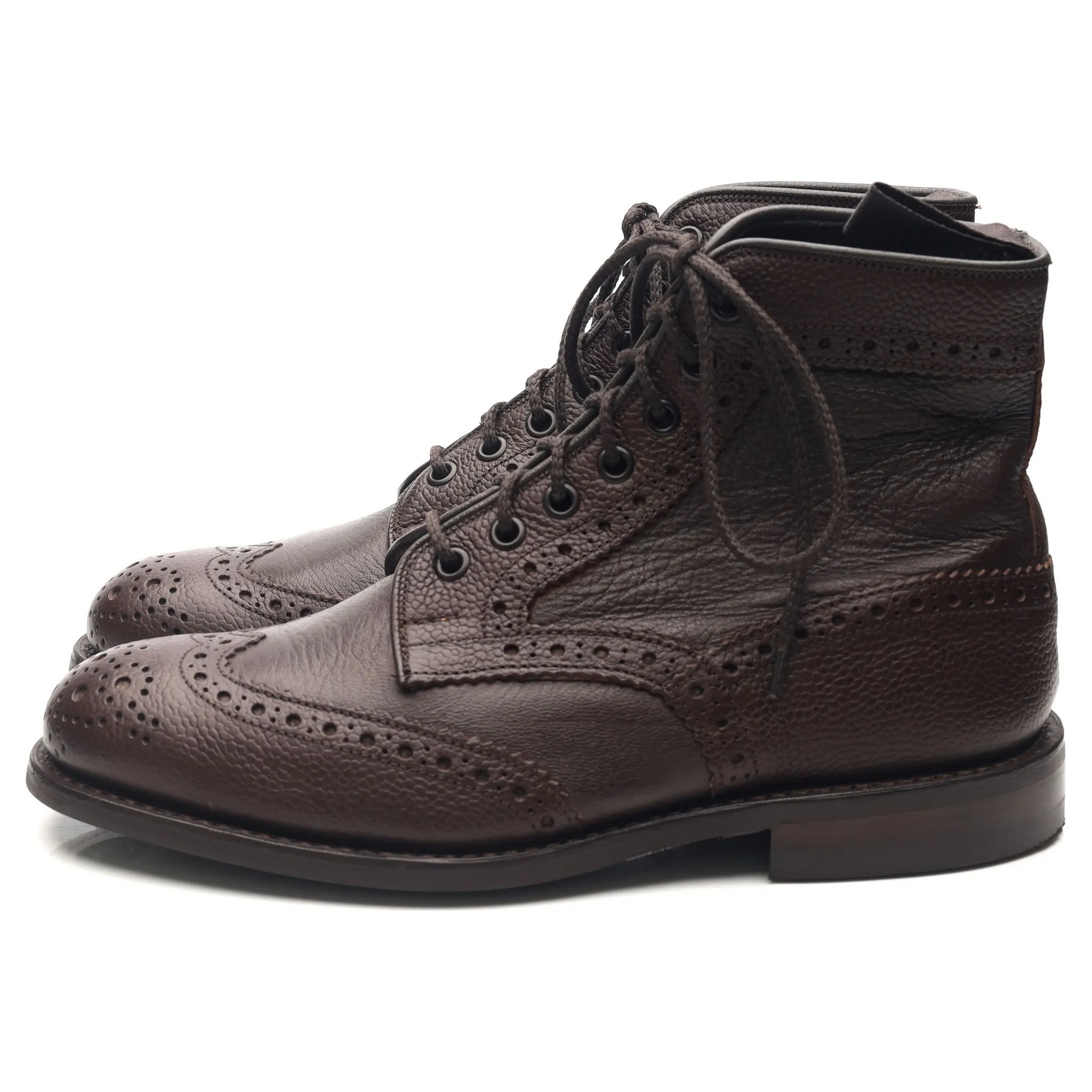 'Adstone' Dark Brown Leather Brogue Boots UK 6.5