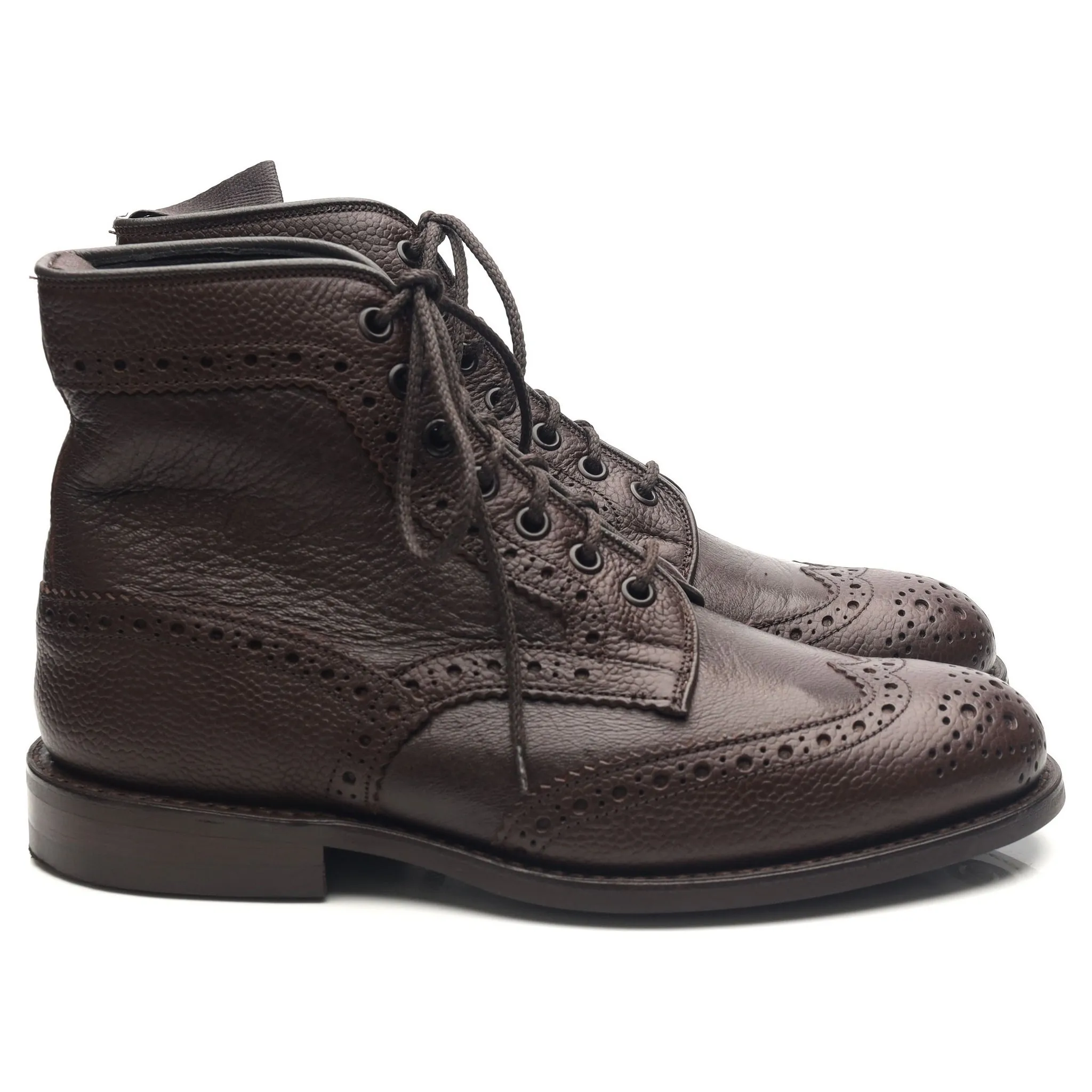 'Adstone' Dark Brown Leather Brogue Boots UK 6.5