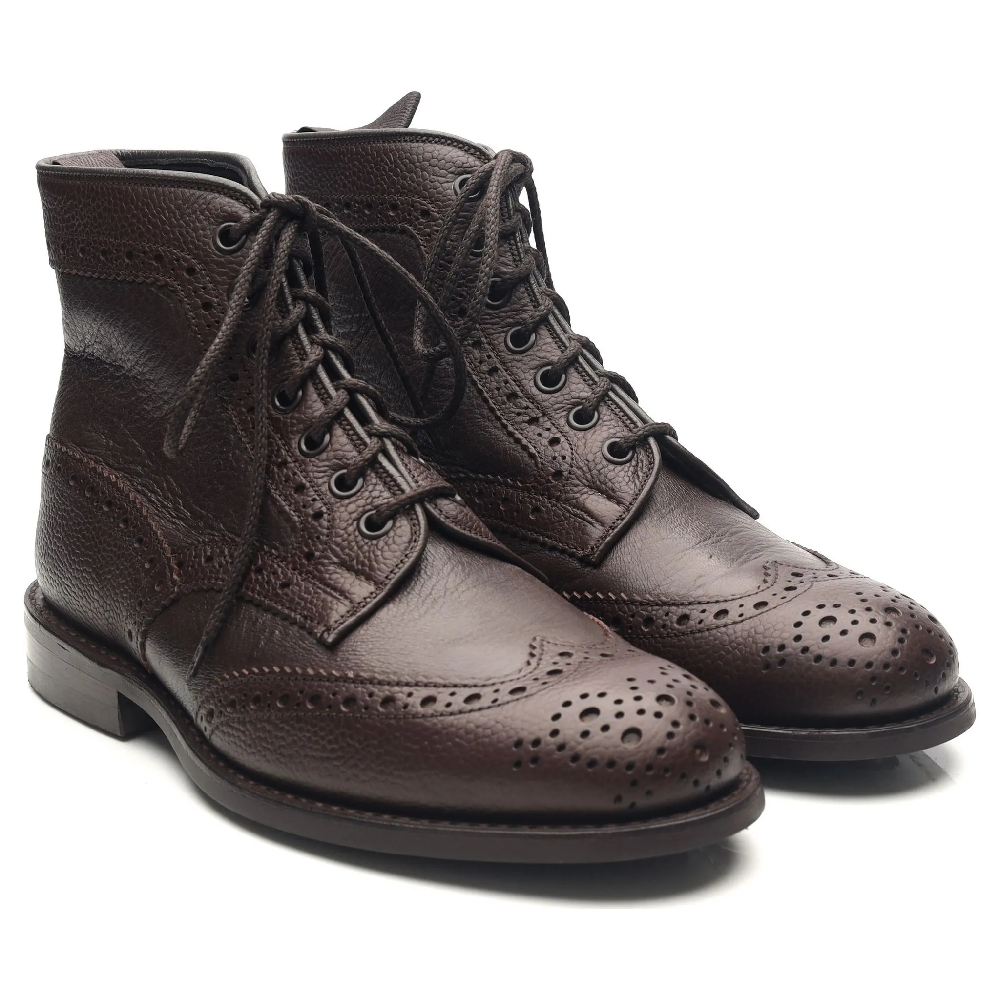 'Adstone' Dark Brown Leather Brogue Boots UK 6.5