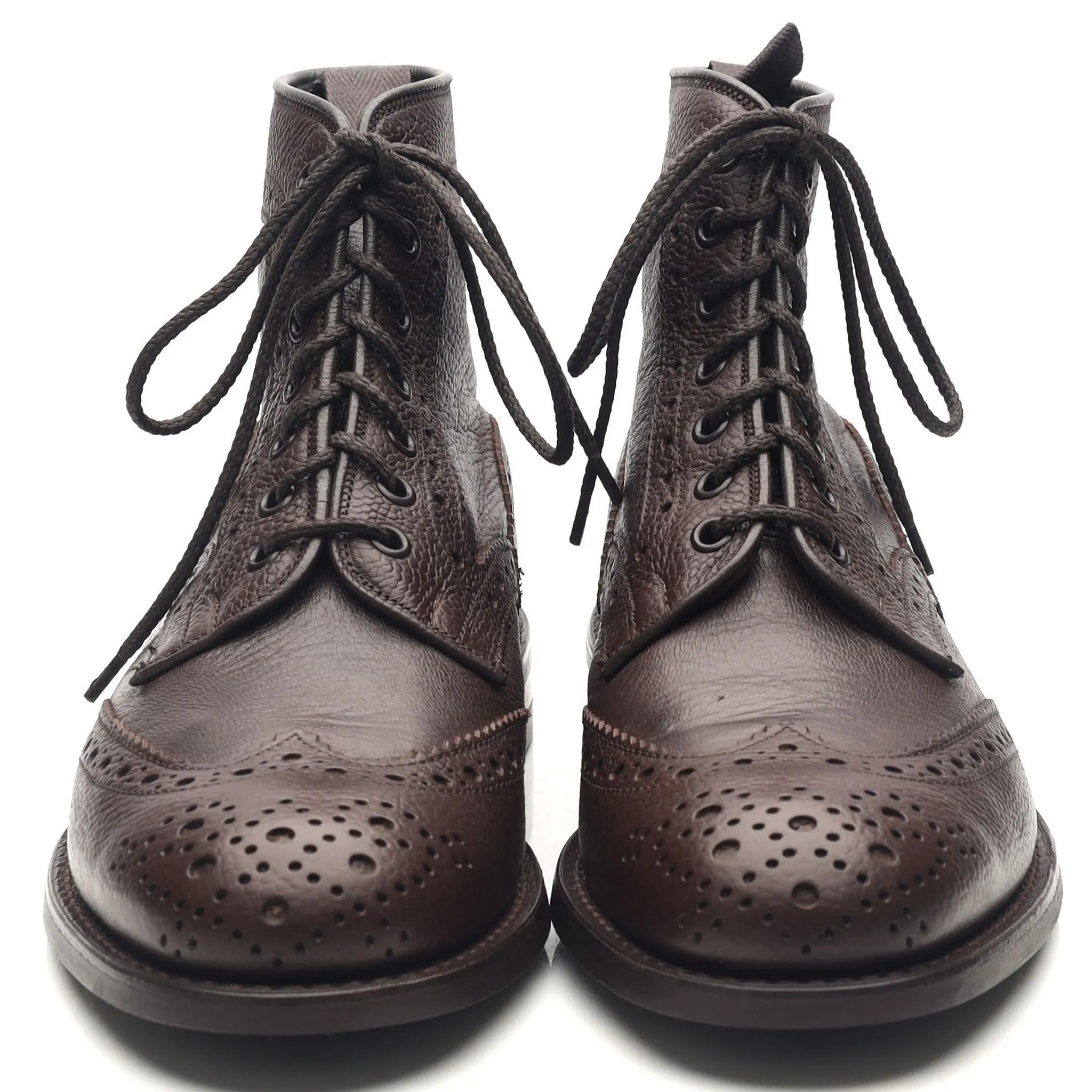 'Adstone' Dark Brown Leather Brogue Boots UK 6.5