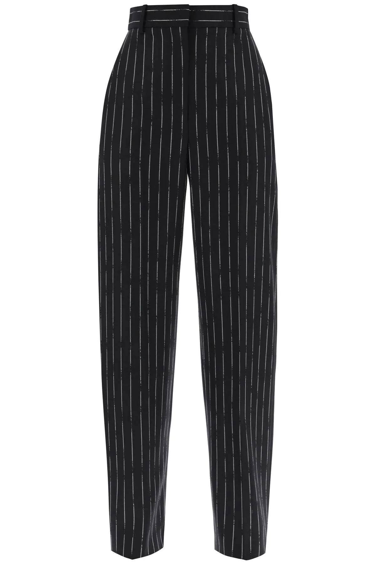 Alexander mcqueen broken pinstripe trousers 768546 QJADN BLACK IVORY