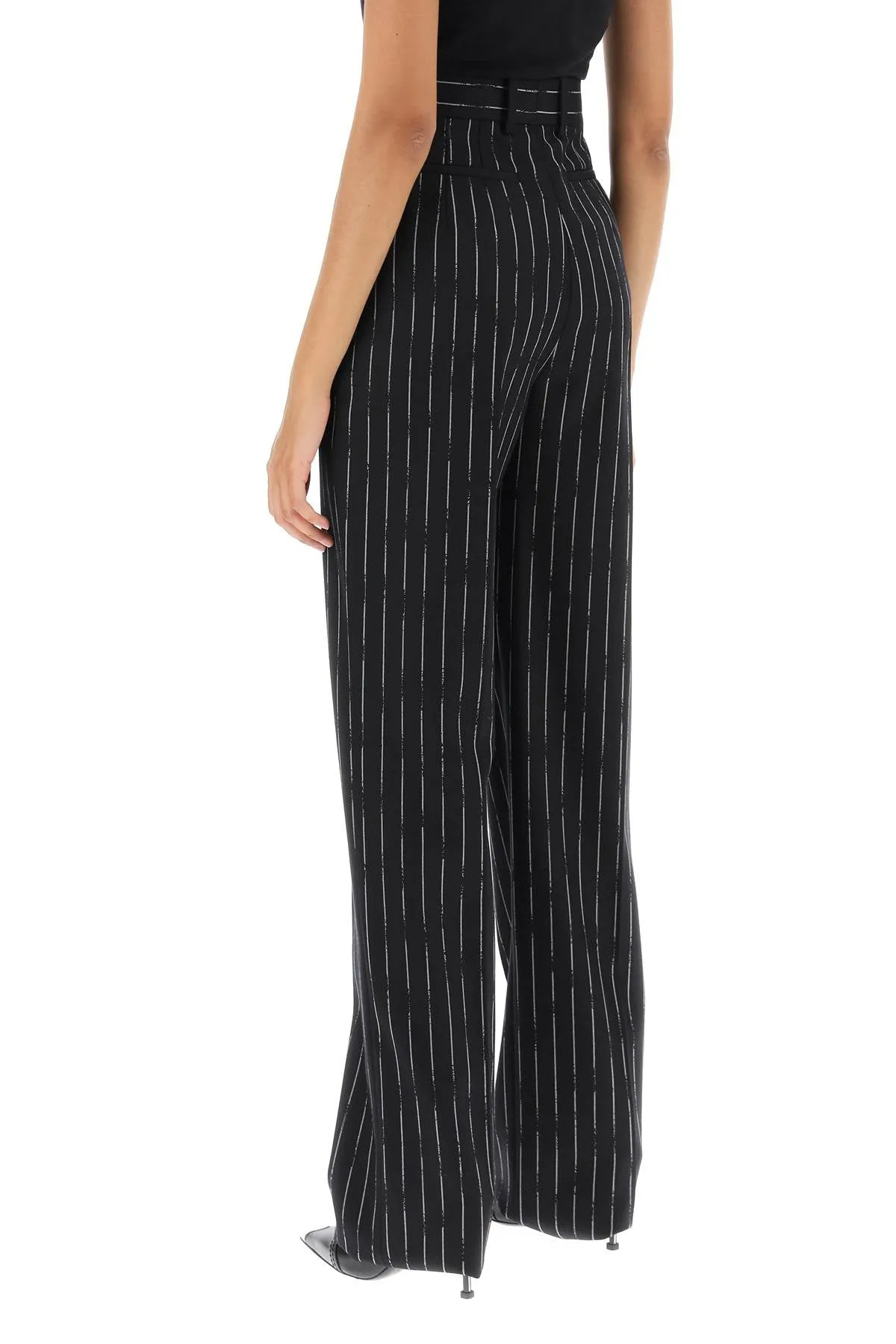 Alexander mcqueen broken pinstripe trousers 768546 QJADN BLACK IVORY