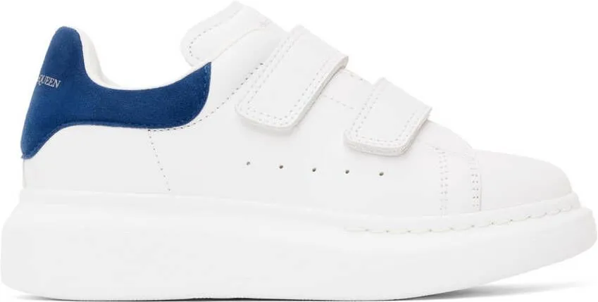 Alexander McQueen Kids White & Blue Oversized Velcro Sneakers