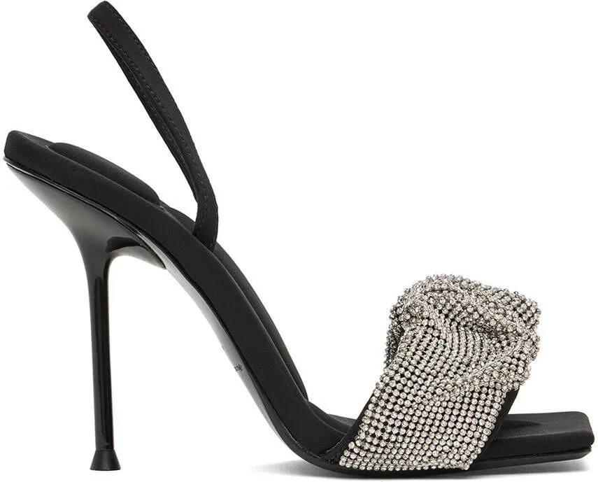 Alexander Wang Black Crystal Scrunchie Julie Heeled Sandals