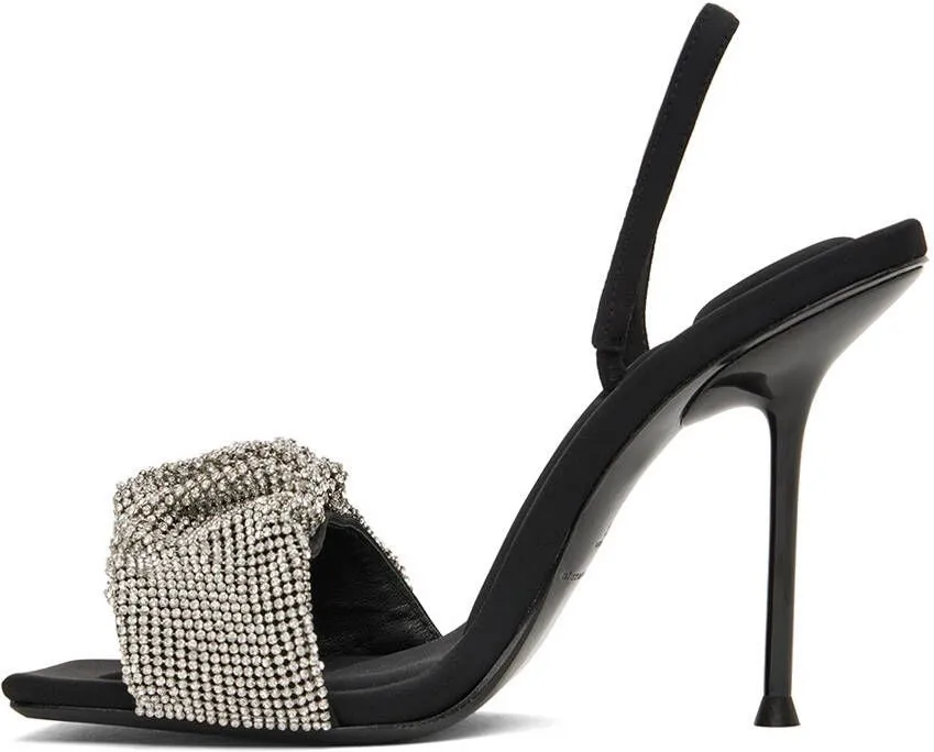 Alexander Wang Black Crystal Scrunchie Julie Heeled Sandals