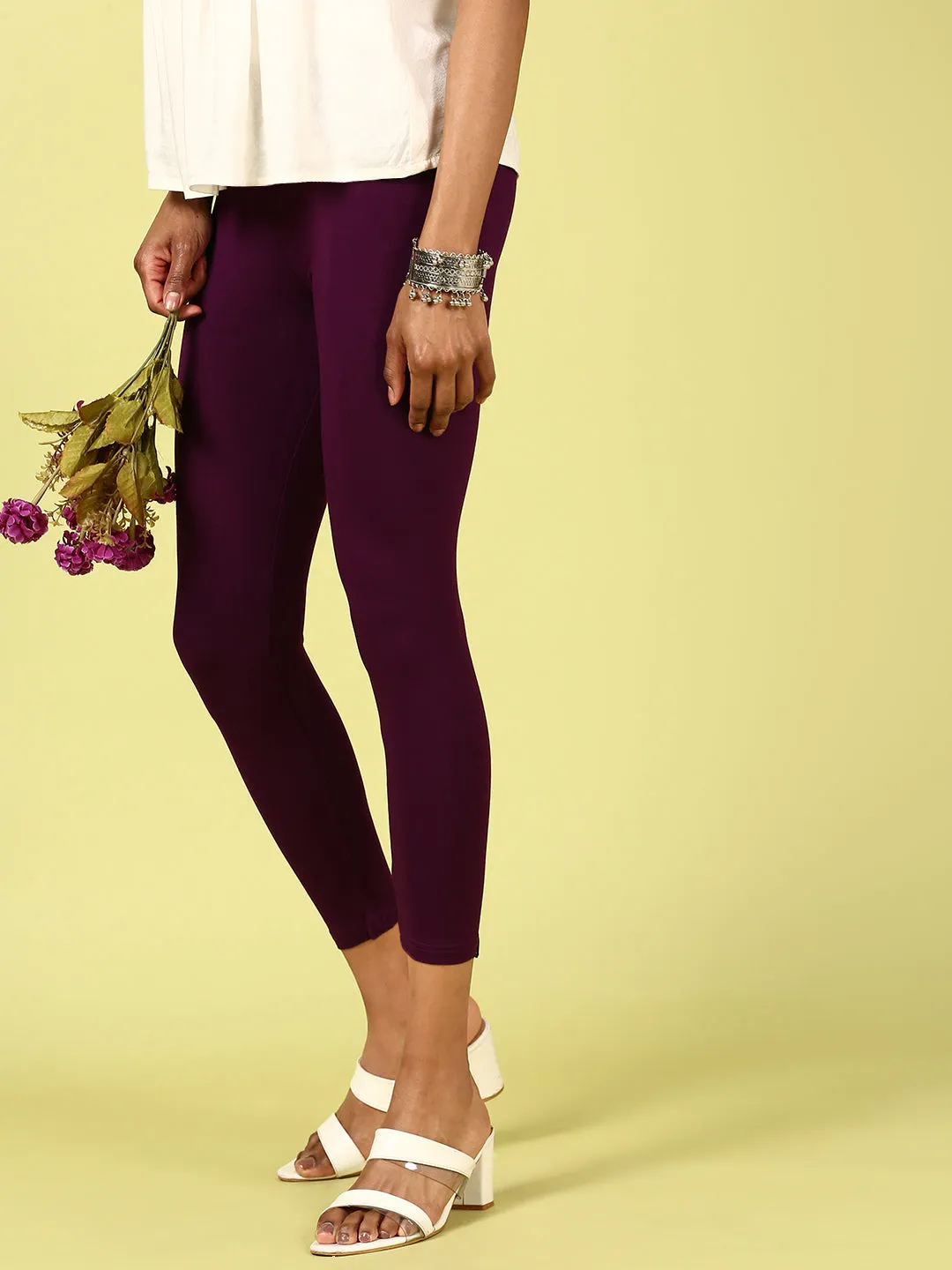 Ankle Length Leggings Viscose-Dark Purple