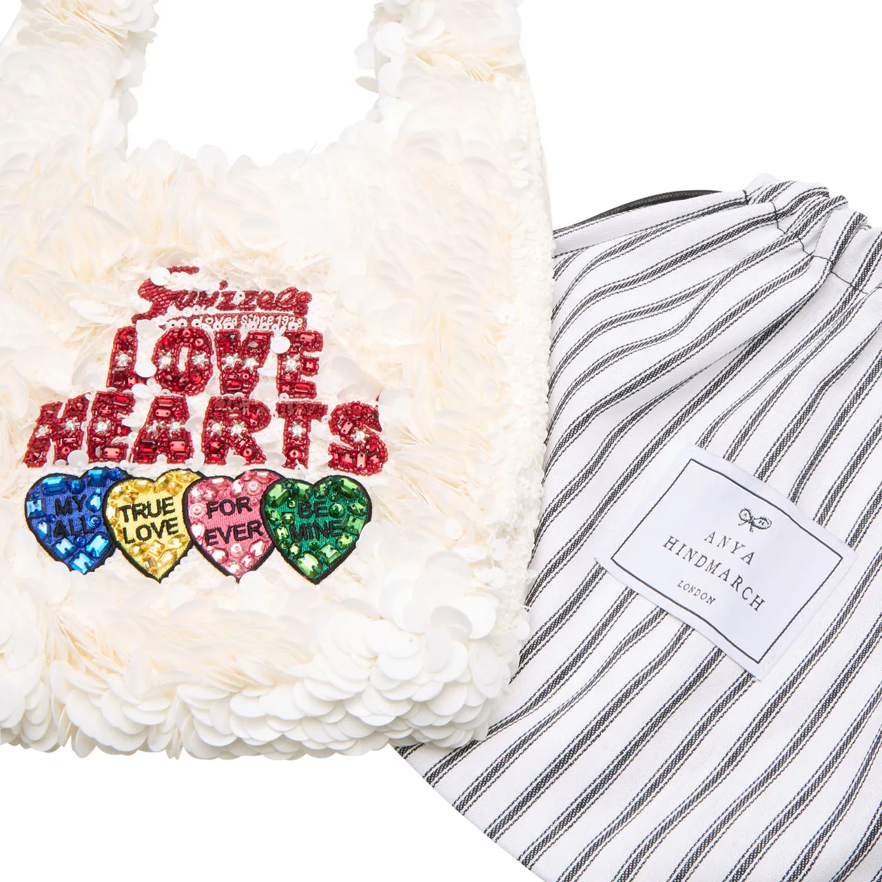 ANYA HINDMARCH Love Hearts Mini Tote Bag - Optic White