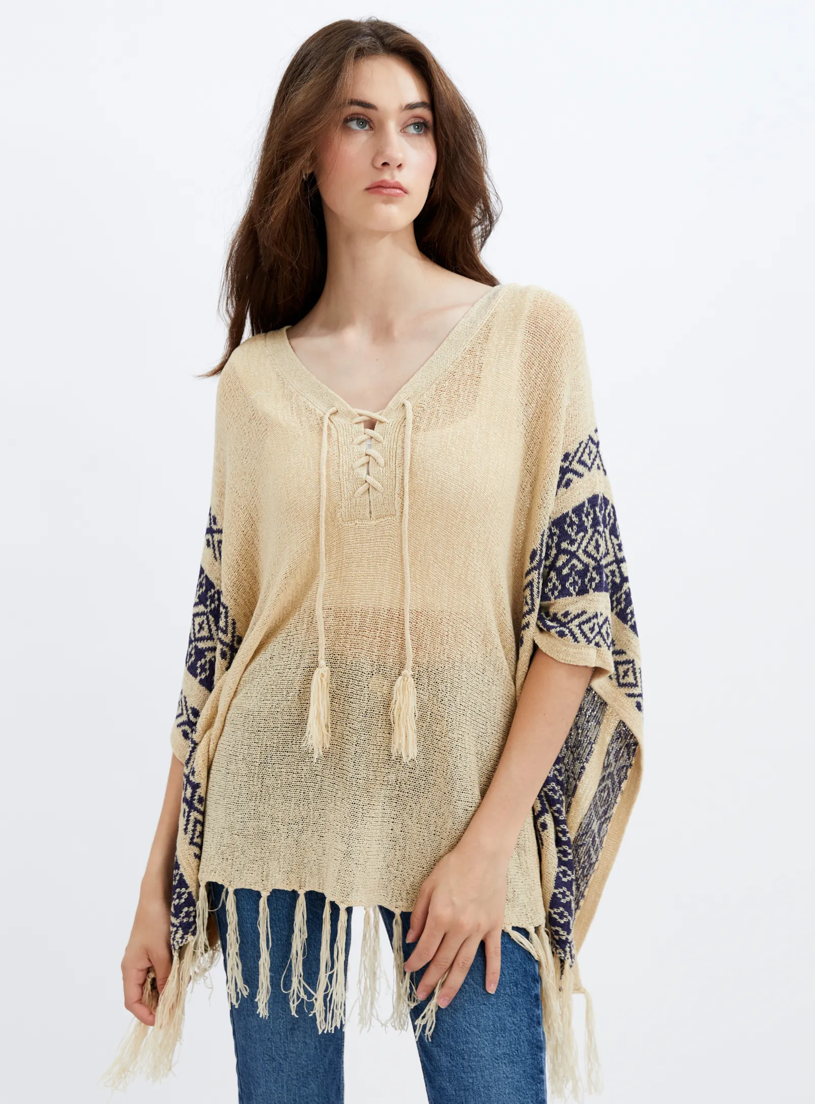 ARIA | Lace-up Poncho Shirt || ARIA  |Chemise Poncho à Lacets