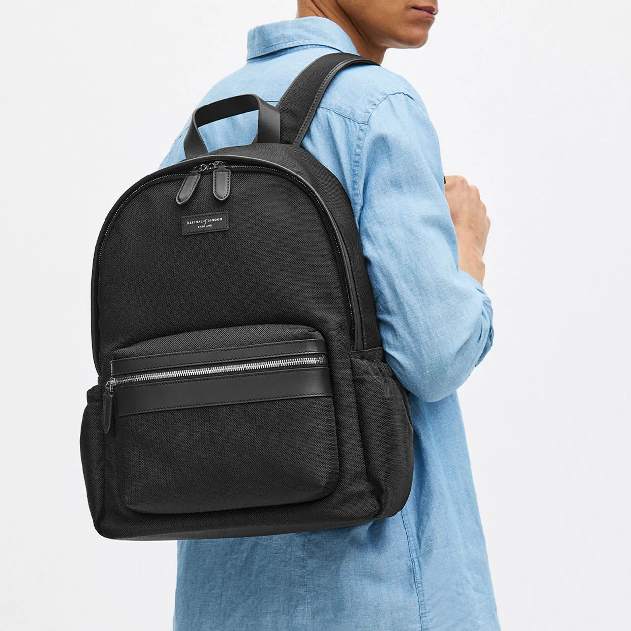 ASPINAL OF LONDON ONLINE EXCLUSIVE Leather-Trim Backpack - Black