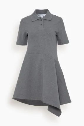 Asymmetric Polo Dress in Dark Grey