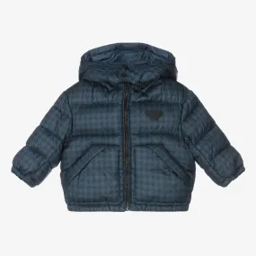 Baby Boys Blue Houndstooth Puffer Coat