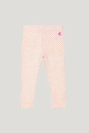 Baby Girl's White With Pink Polkadot & Ruffle Back Detail Legging