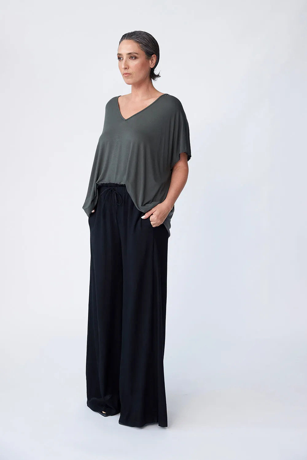 Bamboo Poncho Top - Olive