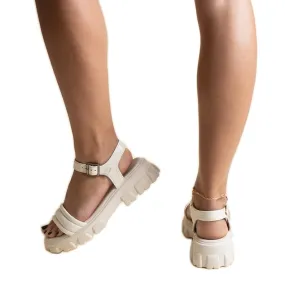 Beige sandals with a massive Meredi sole