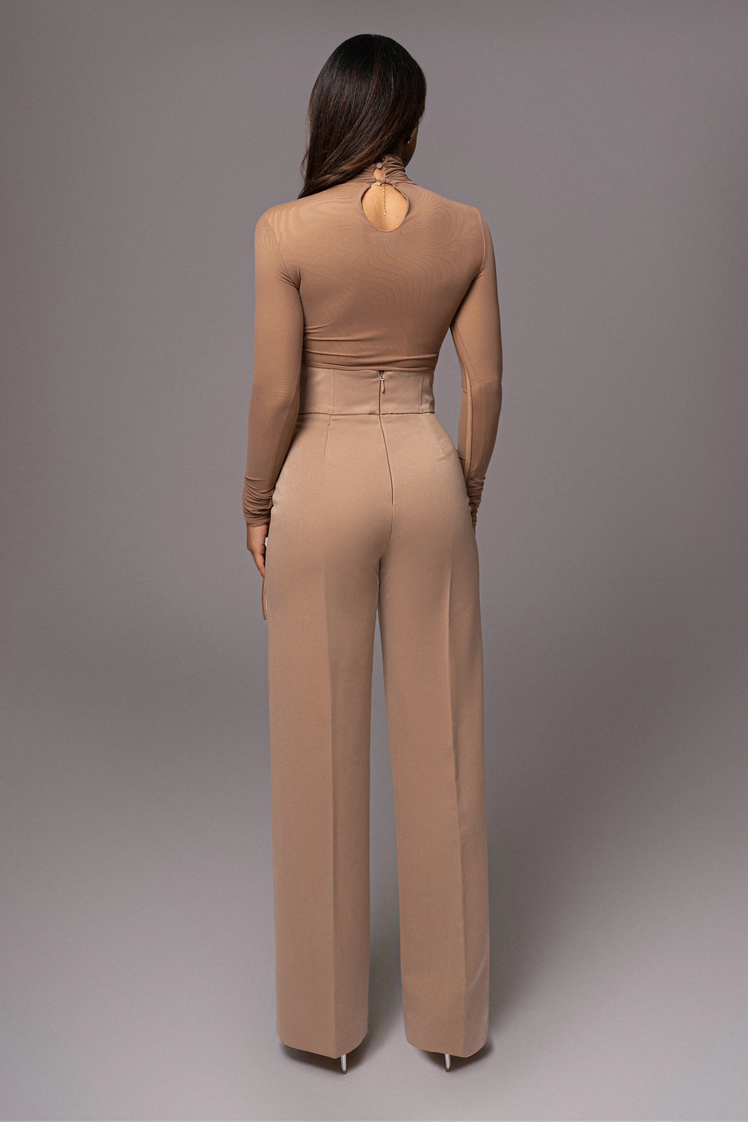 Beige Santiana Turtleneck Top