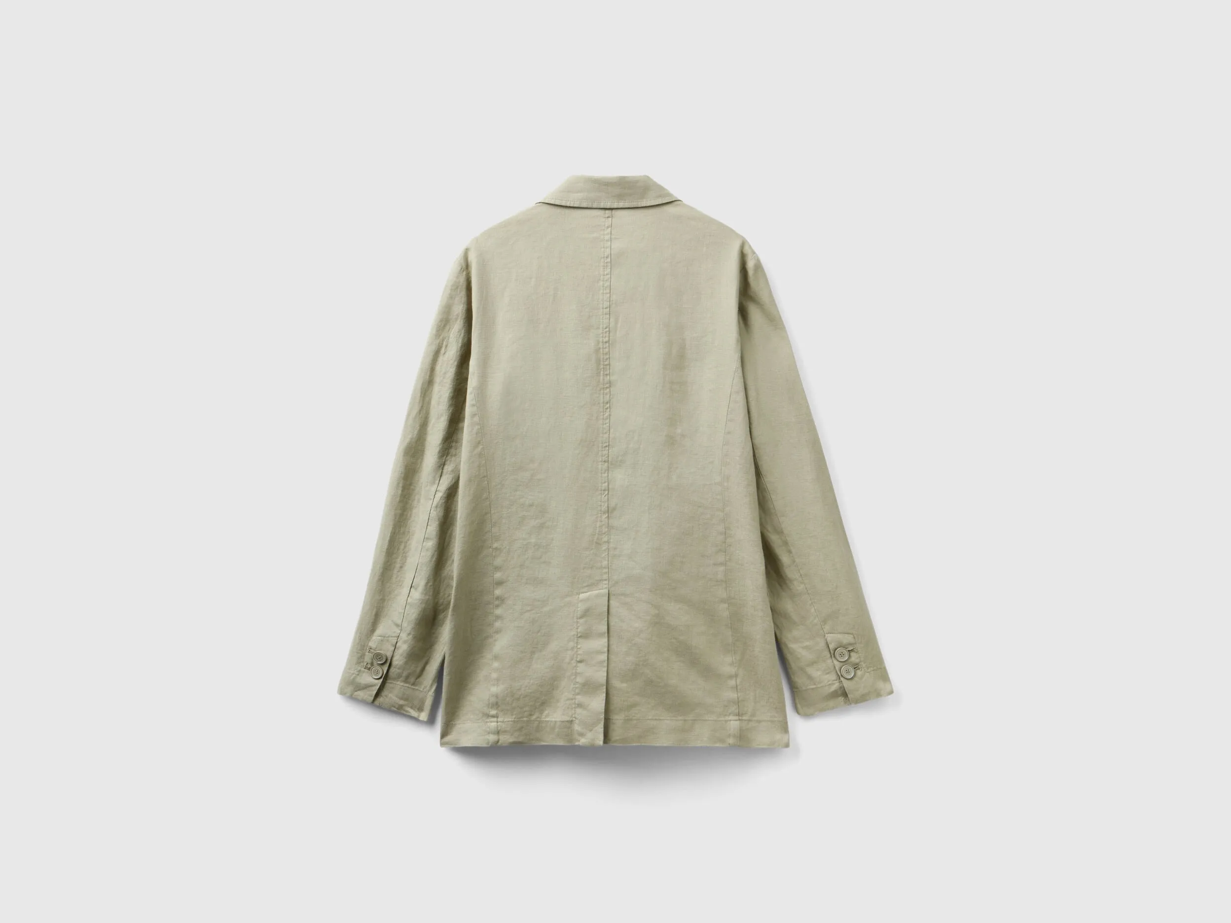 Blazer in pure linen - Light Green | Benetton