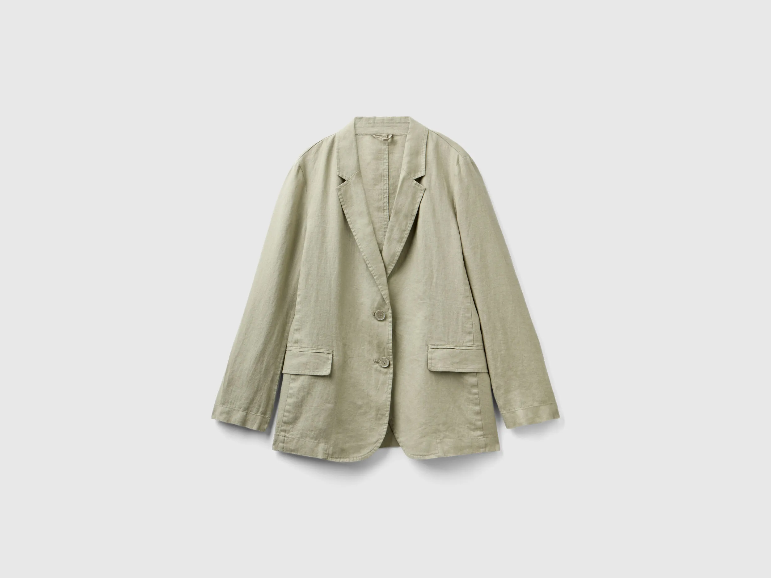 Blazer in pure linen - Light Green | Benetton