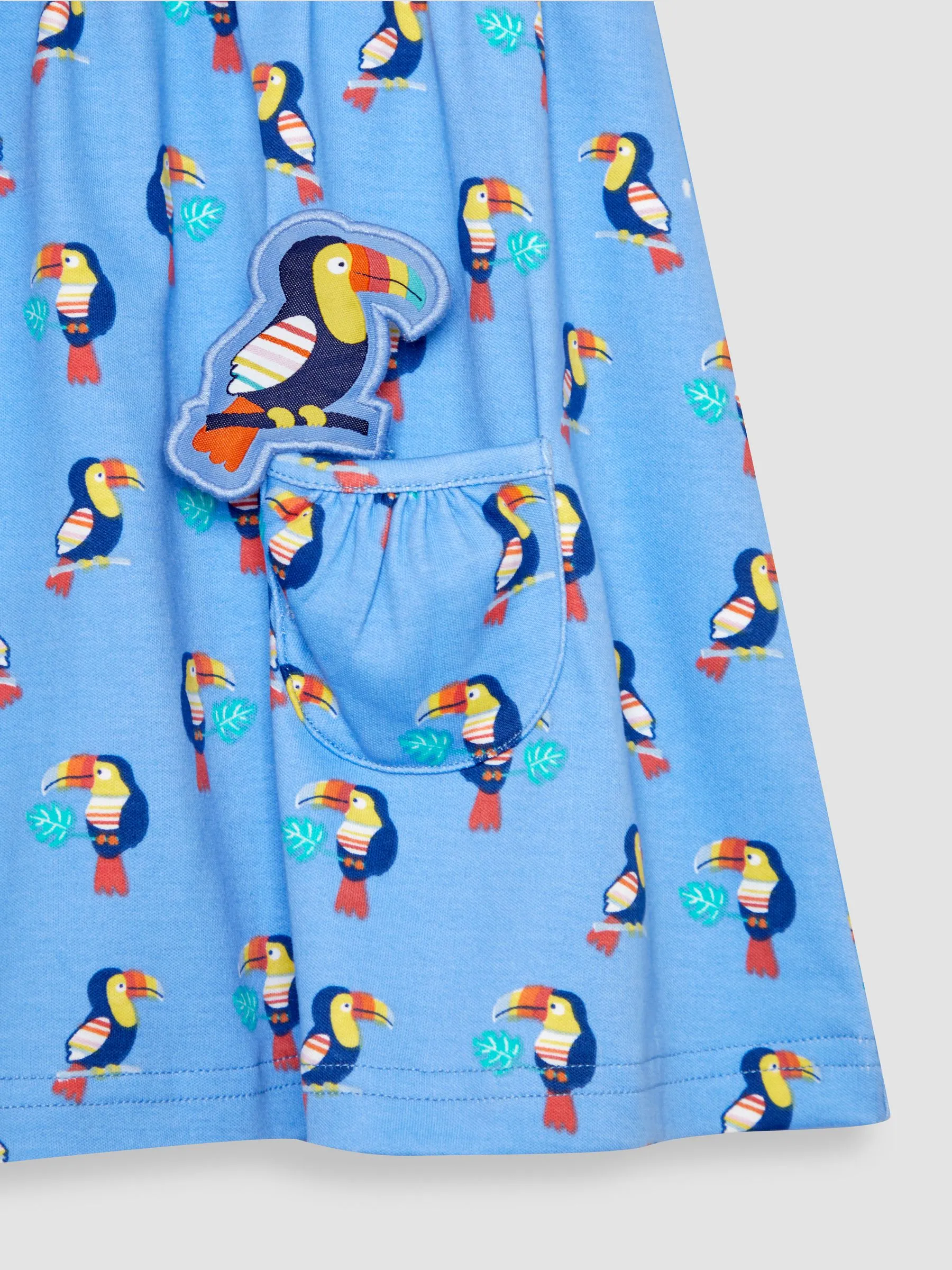 Blue Toucan Mix & Match With Pet In Pocket Jersey Dress