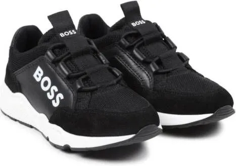 BOSS Kidswear logo-print lace-up sneakers Black