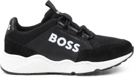 BOSS Kidswear logo-print lace-up sneakers Black