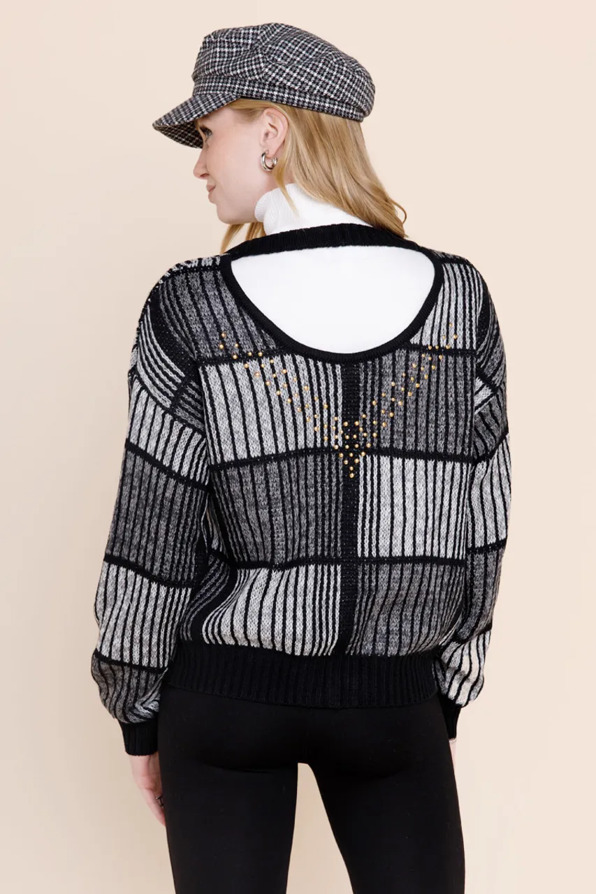 Candice Open Back Colorblock Sweater