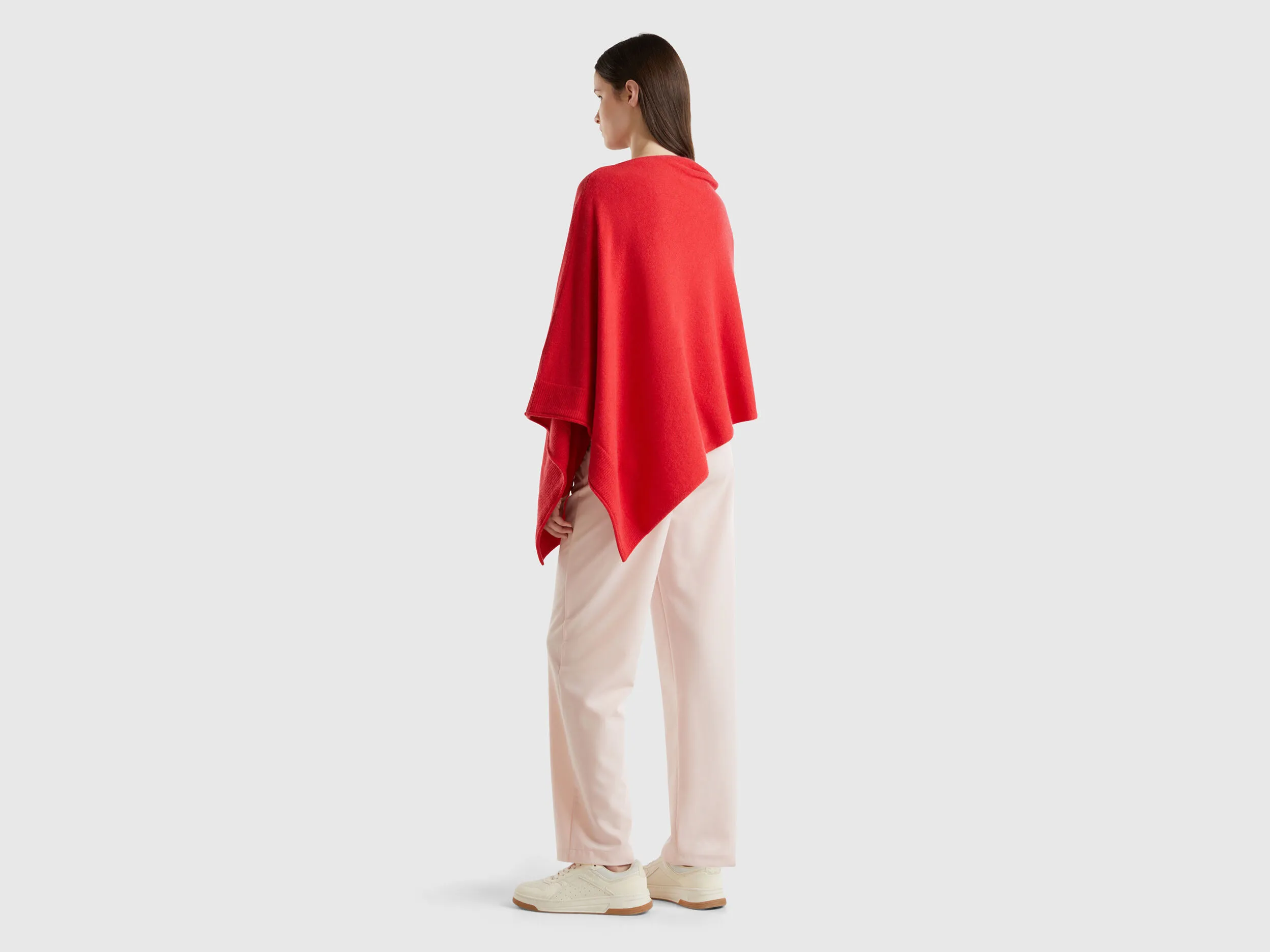 Cashmere blend poncho - Red | Benetton