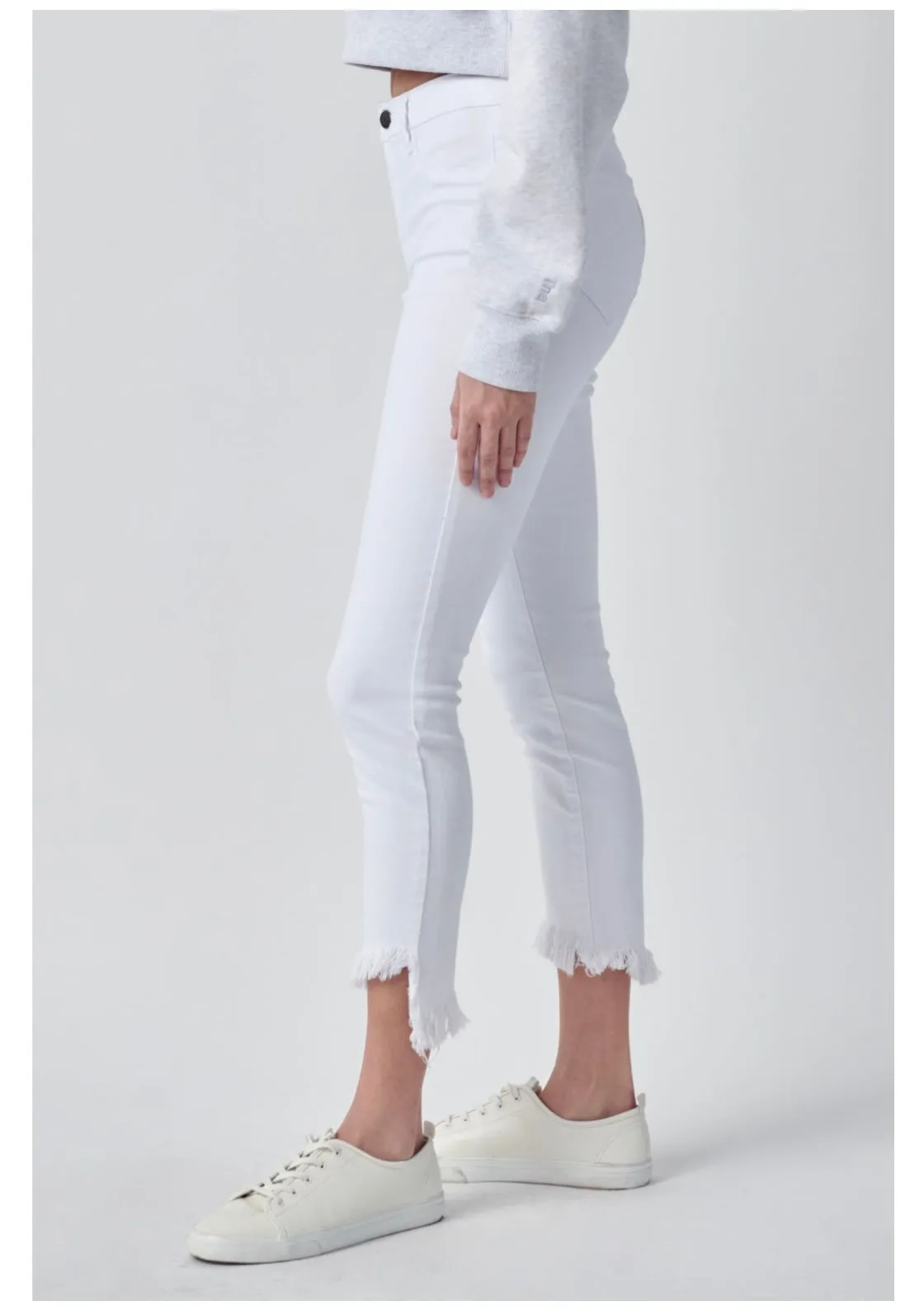 Cello Mid Rise White Crop Skinny