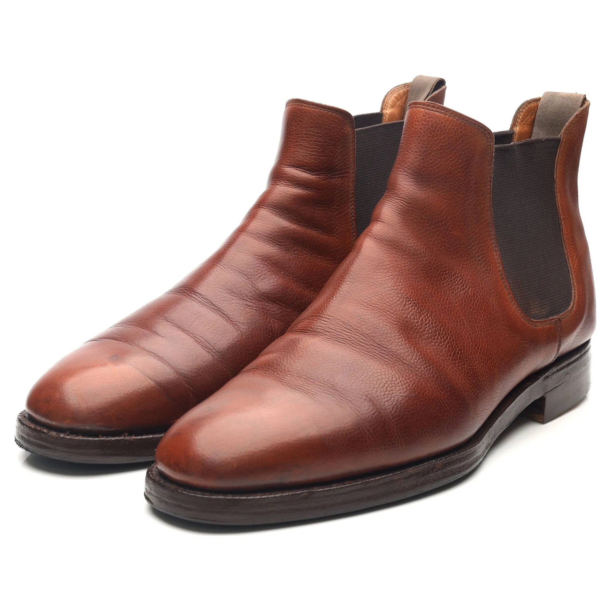 'Chelsea' Tan Brown Leather Chelsea Boots UK 10 E