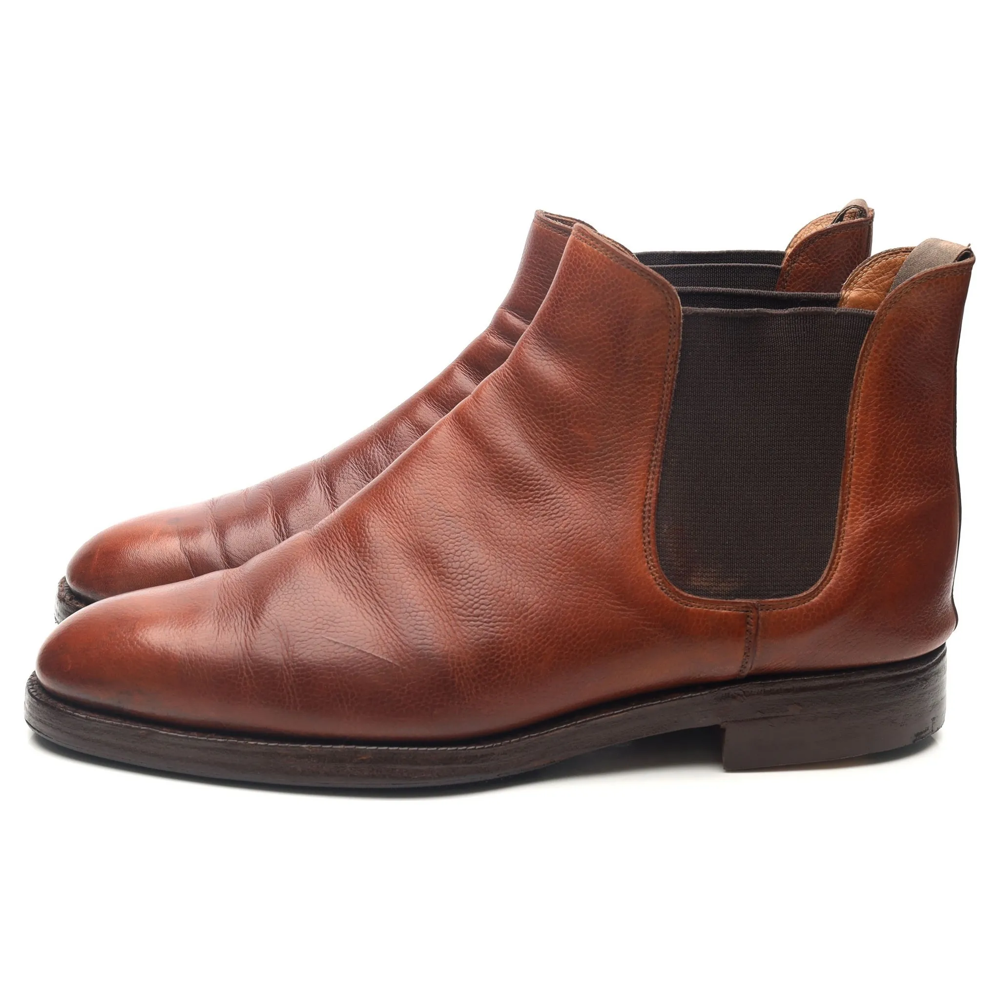 'Chelsea' Tan Brown Leather Chelsea Boots UK 10 E