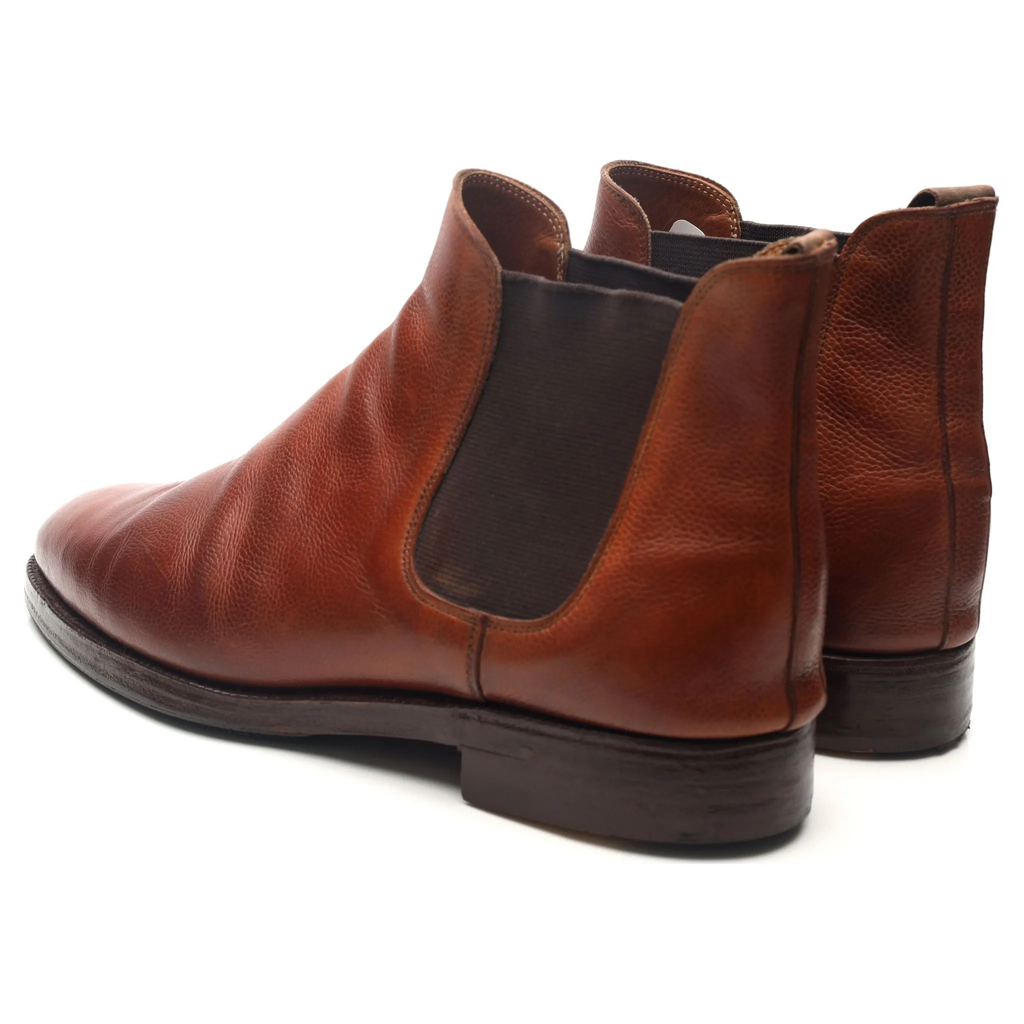 'Chelsea' Tan Brown Leather Chelsea Boots UK 10 E