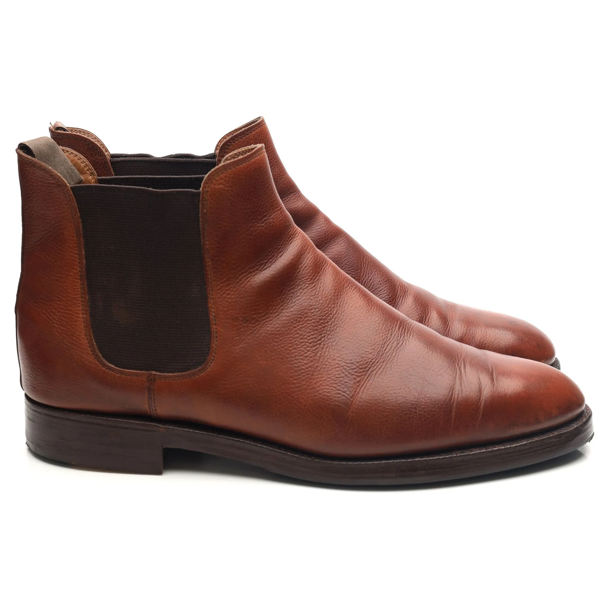 'Chelsea' Tan Brown Leather Chelsea Boots UK 10 E