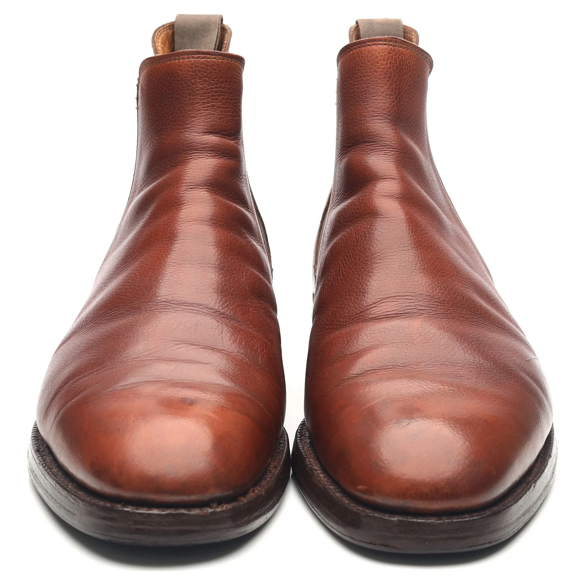 'Chelsea' Tan Brown Leather Chelsea Boots UK 10 E