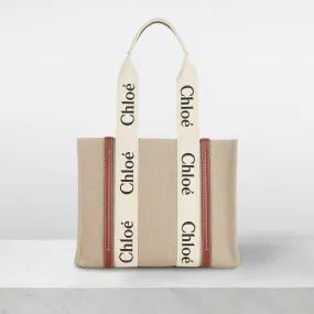 CHLOÉ Woody Tote - White Brown