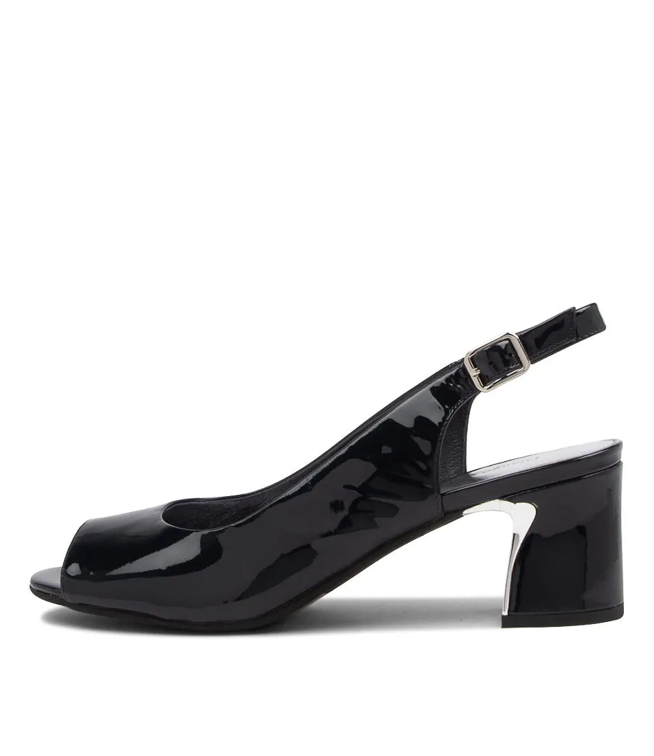 DJANGO & JULIETTE Jianas Navy Patent Leather Heeled Sandals