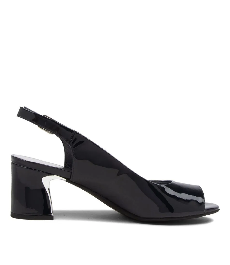 DJANGO & JULIETTE Jianas Navy Patent Leather Heeled Sandals