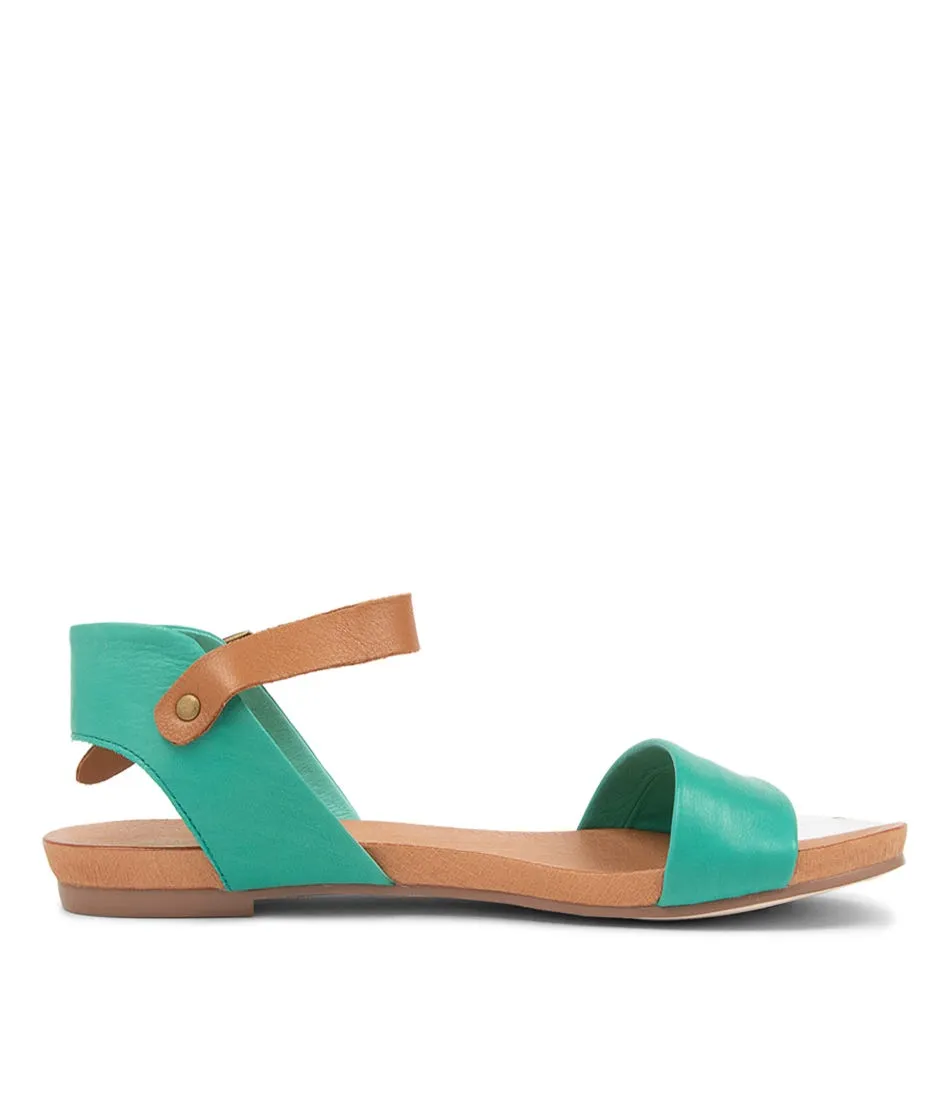 DJANGO & JULIETTE Jinnit Light Emerald Tan Leather Sandals