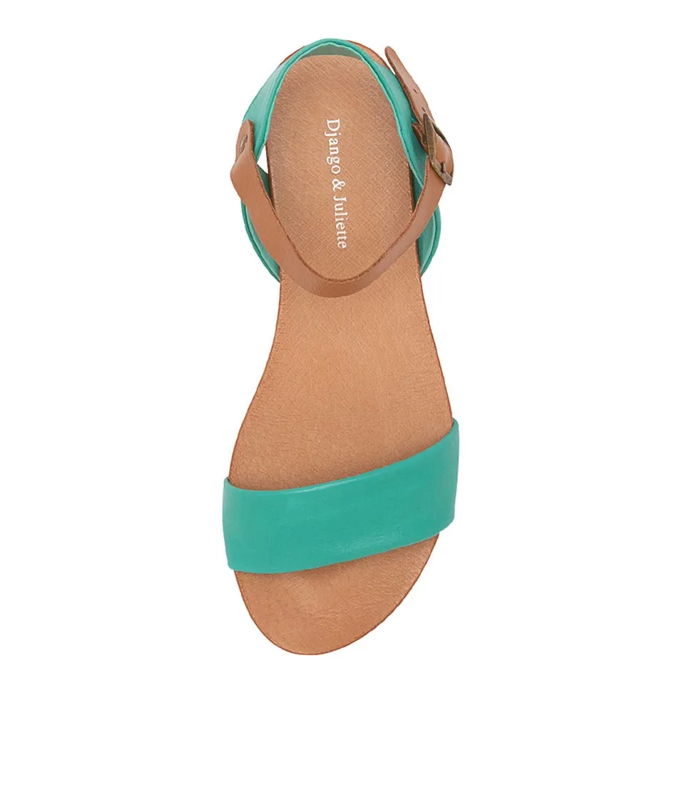 DJANGO & JULIETTE Jinnit Light Emerald Tan Leather Sandals