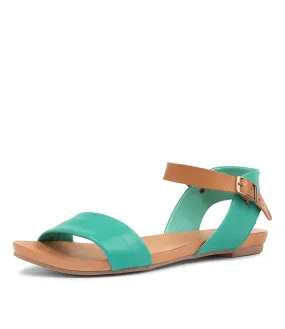 DJANGO & JULIETTE Jinnit Light Emerald Tan Leather Sandals