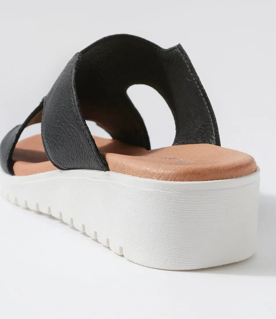 DJANGO & JULIETTE Macedon Black White Leather Sandals