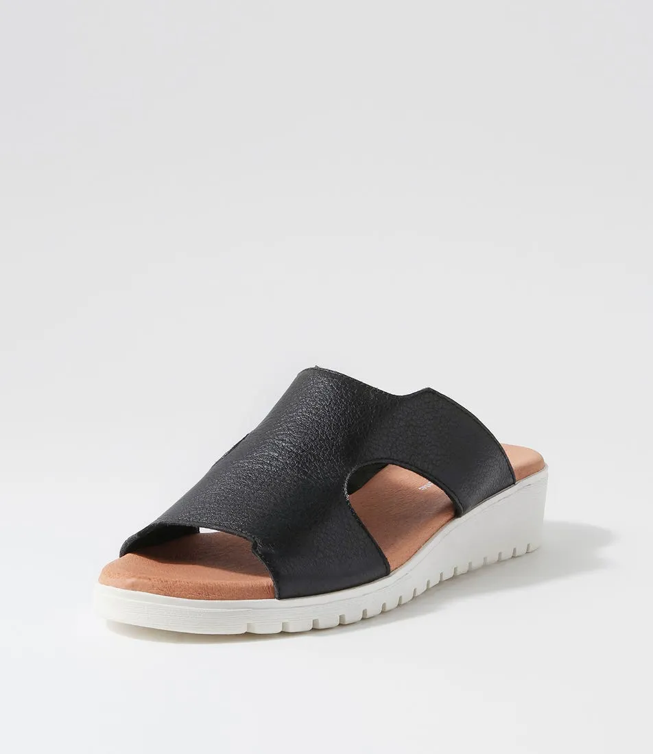 DJANGO & JULIETTE Macedon Black White Leather Sandals