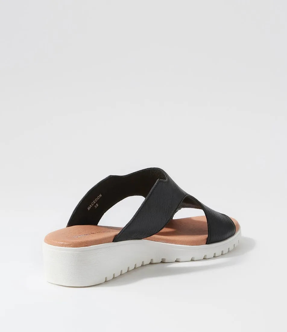 DJANGO & JULIETTE Macedon Black White Leather Sandals