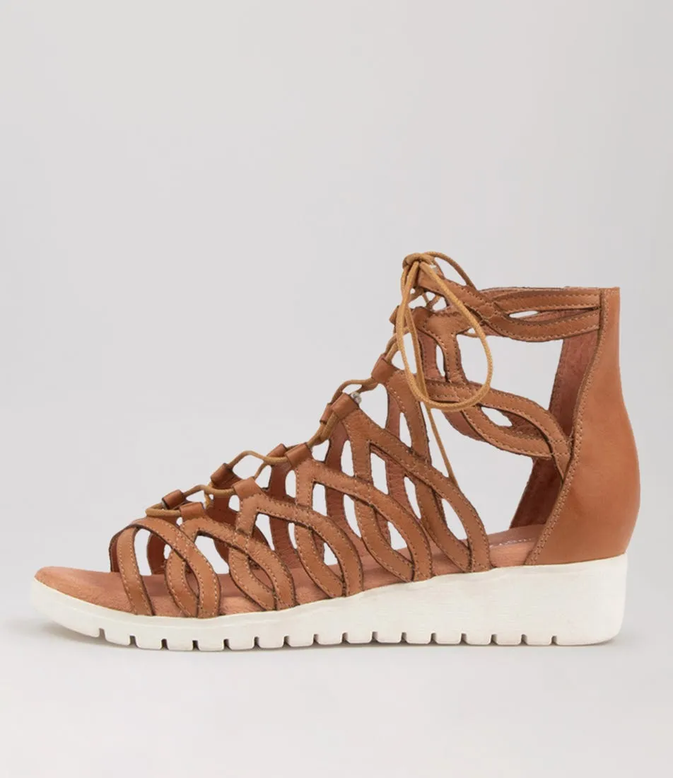 DJANGO & JULIETTE Machupa Dark Tan Leather Sandals Ws