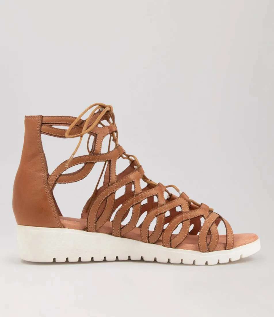 DJANGO & JULIETTE Machupa Dark Tan Leather Sandals Ws