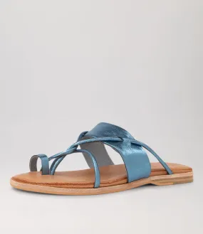 DJANGO & JULIETTE Taniela Denim Metallic Leather Slides
